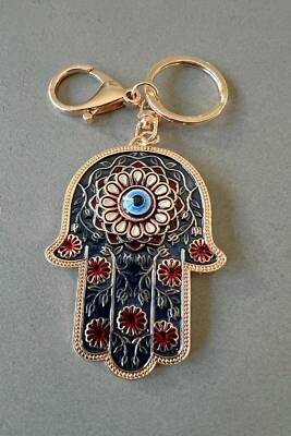 Hamsa Hand Keychain Evil Eye Key Holder Protection for Men Women