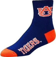 FOR BARE FEET ORIGINALS AUBURN TIGERS UNIVERSITY CREW SOCKS LARGE NCAA TEAM NEW