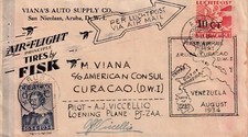 COURRIER 1ER VOL ARUBA/CURACAO DU 28/08/1934 SIGNE DU PILOTE A.J VICCELLIO