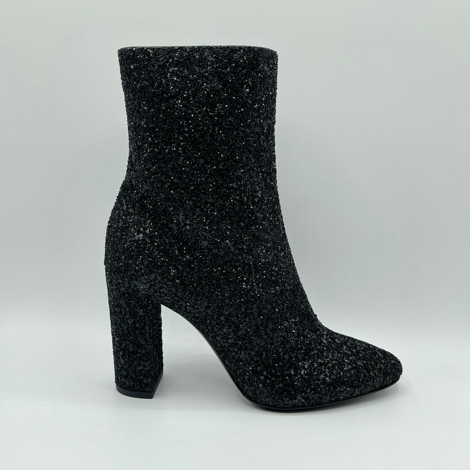 $1095 Saint Laurent Donna Nero Glitter Pelle 110 Tacco Caviglia 539210 1249
