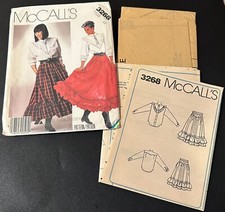 NEW UNCUT VTG McCall's Pattern 3268 - Square Dance Ruffled Skirt / Blouse SZ 12