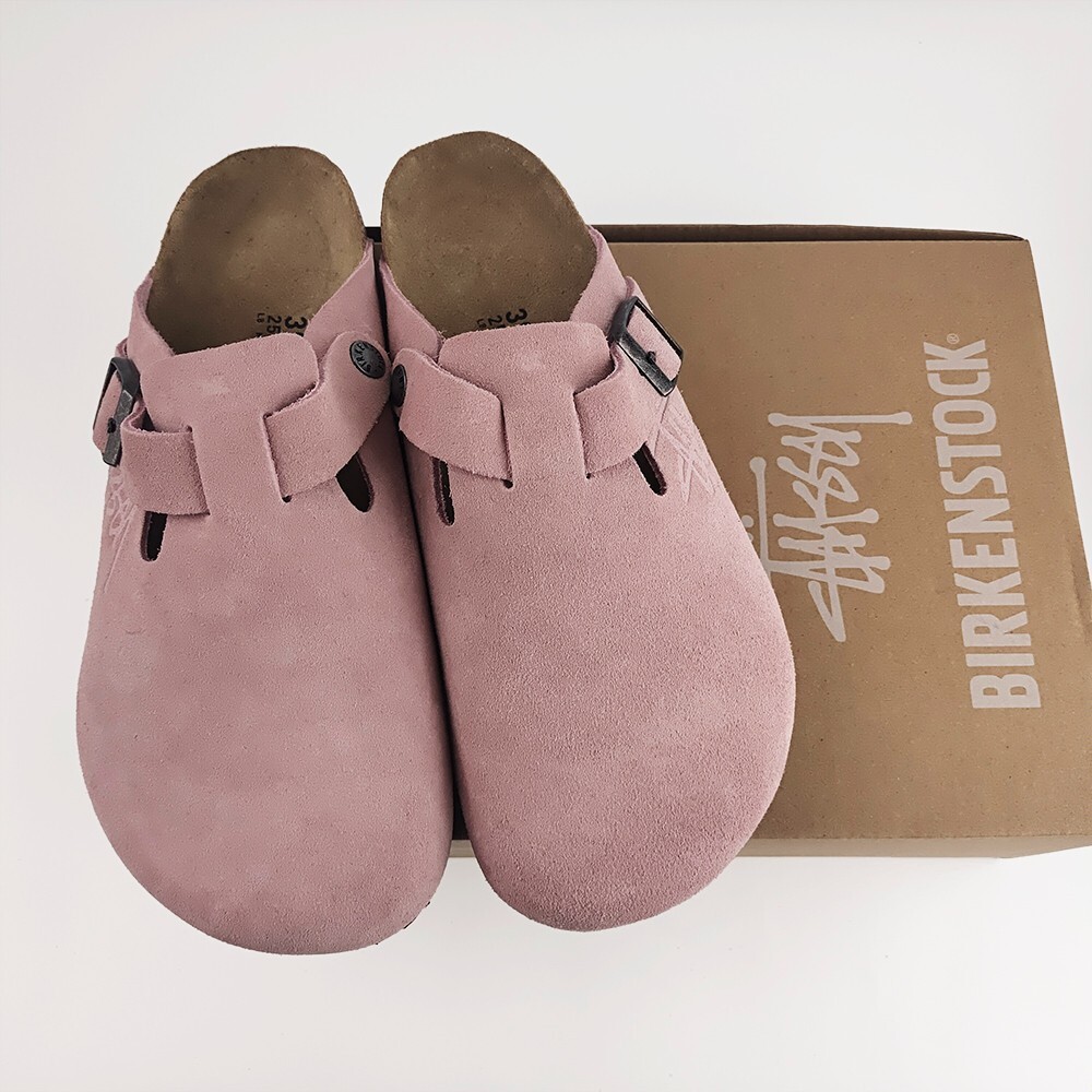 Birkenstock Boston x Stussy Wide Pink Soft Footbed Clog