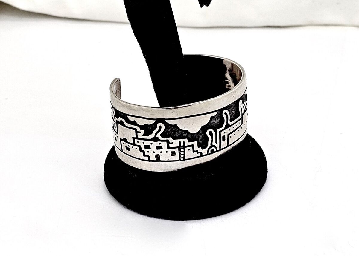 VINTAGE MANUEL HOYUNGOWA HOPI 925 SILVER OVERLAY PUEBLO VINTAGE MANUEL HOYUNGOWA HOPI 925 SILVER OVERLAY PUEBLO
