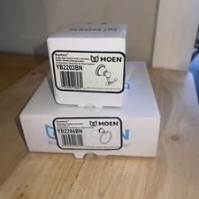 MOEN Brantford Towel Ring in Brushed Nickel YB2286BN and double robe hook