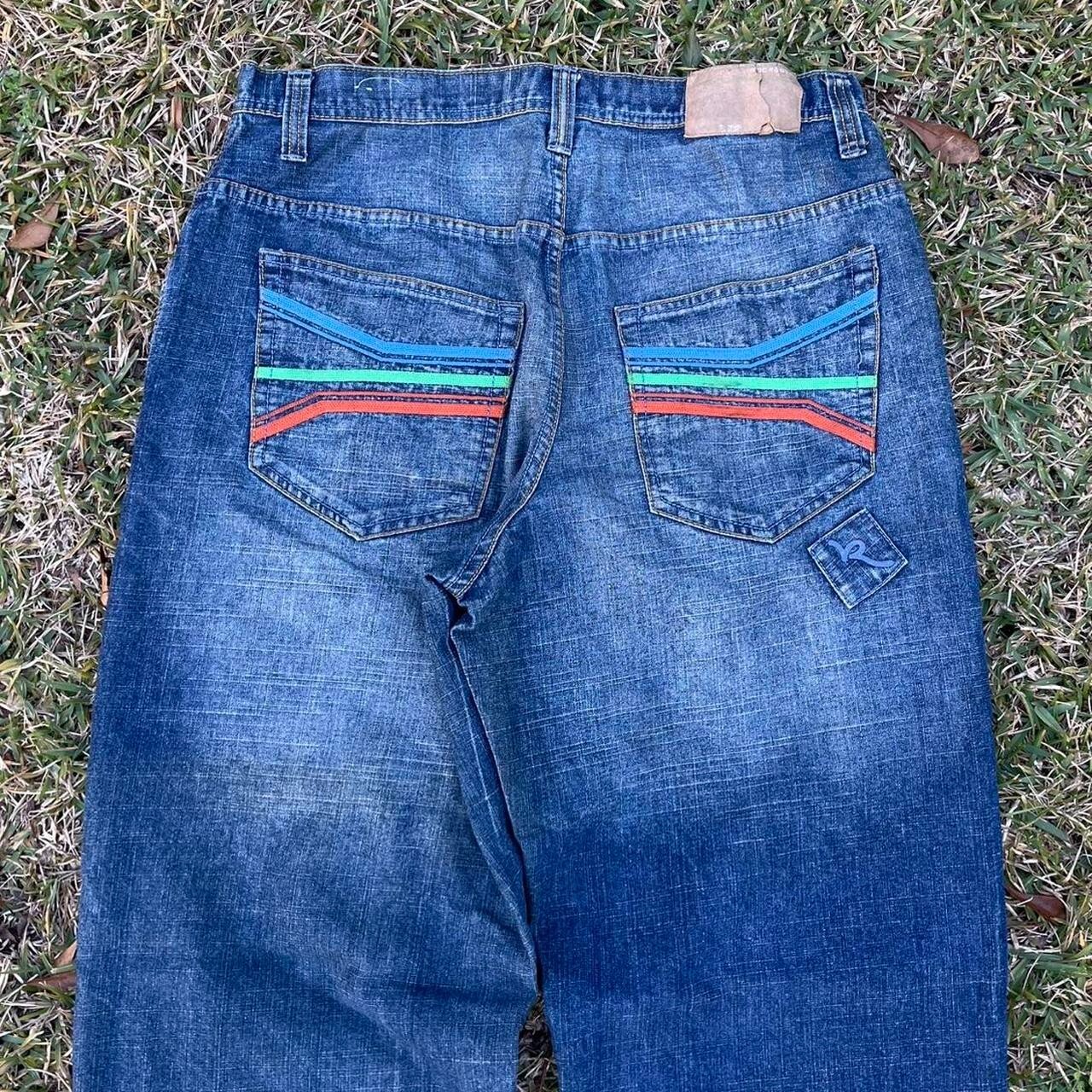 Y2K Rocawear Embroidered Skater Jeans Wide Leg Baggy Hip Hop Size 36