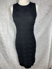 Dolce Gabbana Black Lace Knit Sheath Midi Dress Black Slip Size 38