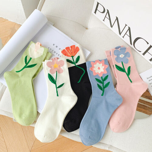 Flower Socks Casual Mid-Calf Socks Soft 3D Flower Daily Home Outdoor Sports Wear - Picture 1 of 14
