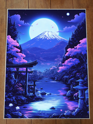 Mt Fuji Neon Poster 18x24in