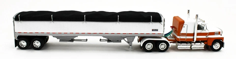 DCP 1:64 *WHITE & ORANGE* FORD LTL 9000 Flattop & Wilson Grain Trailer *NIB* - Image 3 of 4