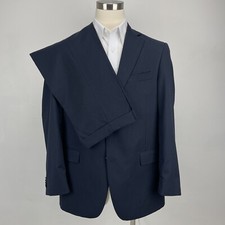 Hart Schaffner Marx Suit 2 Piece Mens 43L 39W Navy Blue Pinstripe Wool