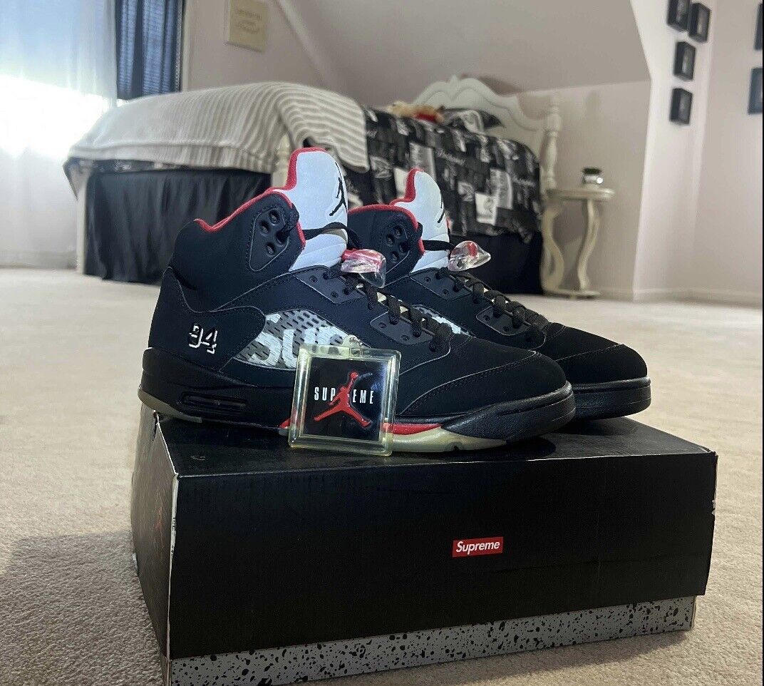 Supreme x Air Jordan 5 Retro Black-Size 10 886691325642| eBay Supreme x Air Jordan 5 Retro Black-Size 10 886691325642| eBay