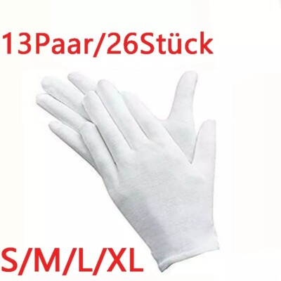 26 Teilige Weiße Baumwollhandschuhe Stoffhandschuhe Bequem und Atmungsaktiv DHL