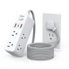 US Plug Power Strip 4 Outlets 1.5m Braided Cable Surge Protector with USB Ports