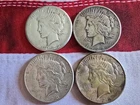 Lot Of 4 - 1922-23 Silver Peace Dollars Silver Bullion Circulated Coins
