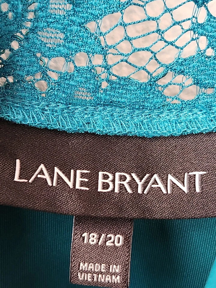 Lane Bryant Plus Size Teal Scuba Lace Fit & Flare Dress Size 18/20‎ 1X XXL - Image 2 of 4