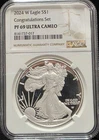 2024 W American Silver Eagle NGC PF69 ASE Proof Ultra Cameo Graded Coin Slab 999