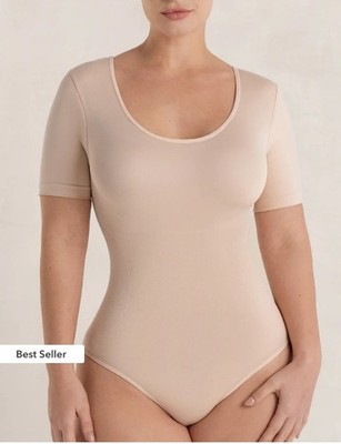 Shapermint Body Kurzarm Shapewear Damen Schlankmacher Large UK 14-16 Nude