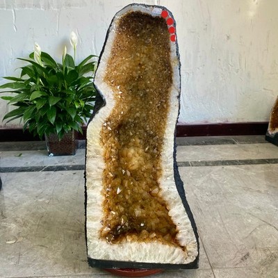 72.75LB Natural citrine geode quartz cave crystal Cathedrals specimen Healing