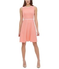 Tommy Hilfiger Womens Crepe Scuba Fit & Flare Dress, brightpink, 10