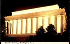 Vintage Lincoln Memorial Washington DC Night Illumination Postcard CAPSCO