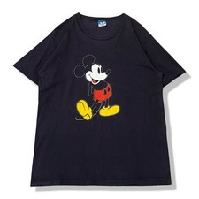 90S Usa Made Official Disney Mickey Mouse Print T-Shirt Black L Short Sleeve Sin
