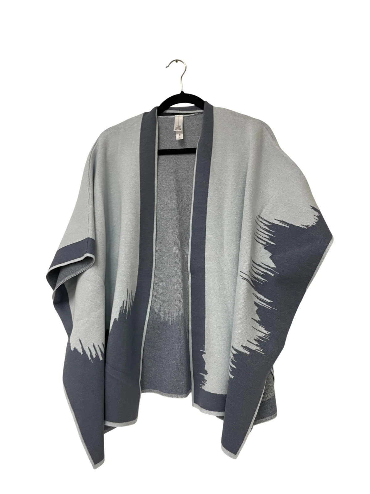 Marla Wynne Womens Poncho Shawl Cape Wrap Sweater S Small Gray Two-Tone NWOT