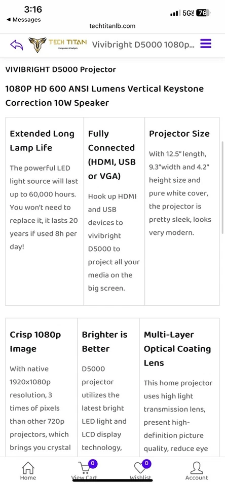 Vivibright 1080p Projector - Image 2 of 4