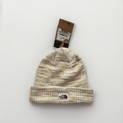 The North Face Lined Striped Beanie Hat White Unisex Adults One Size