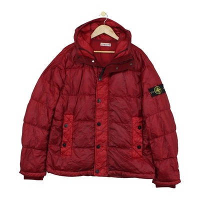 Stone Island Down Puffer Jacket Mens Size 2XL Red 2011 Hooded