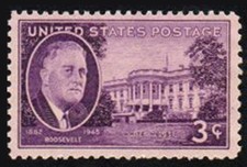 U.S. Stamp, Scott #932, 3¢ White House - Franklin D. Roosevelt, 1945, MNH F/VF