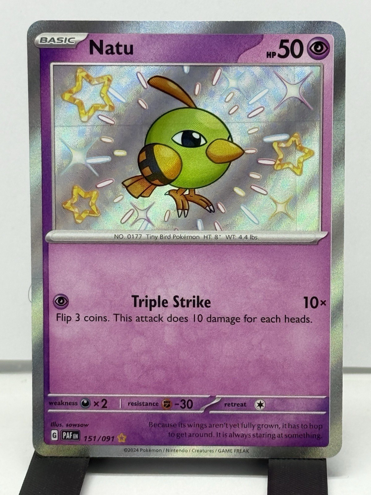 Pokemon TCG Natu 151/091 SV Paldean Fates Shiny Rare Holo EN HP50 2024