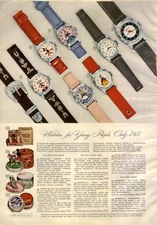 1952 PAPER AD COLOR Character Wrist watch Hopalong Cassidy Cinderella Snow White