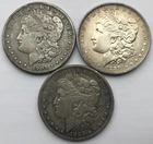 Morgan Silver Dollars:  1889-O (AU++ Details), 1892-S VF+ and 1904-S VF+