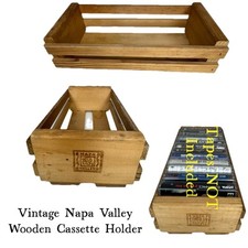 Napa Valley Vintage Wood Cassette Storage Crate Holder 12 Tapes