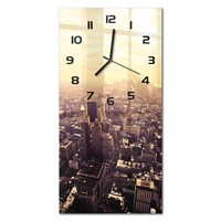 Elegante Wanduhr Aus Glas Glasuhr Manhattan New York Schwarze Zeiger 30X60 Cm