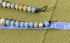 Vintage Hand Painted Wooden Beaded Necklace Blue Gold White Marble Geometric — photo 6