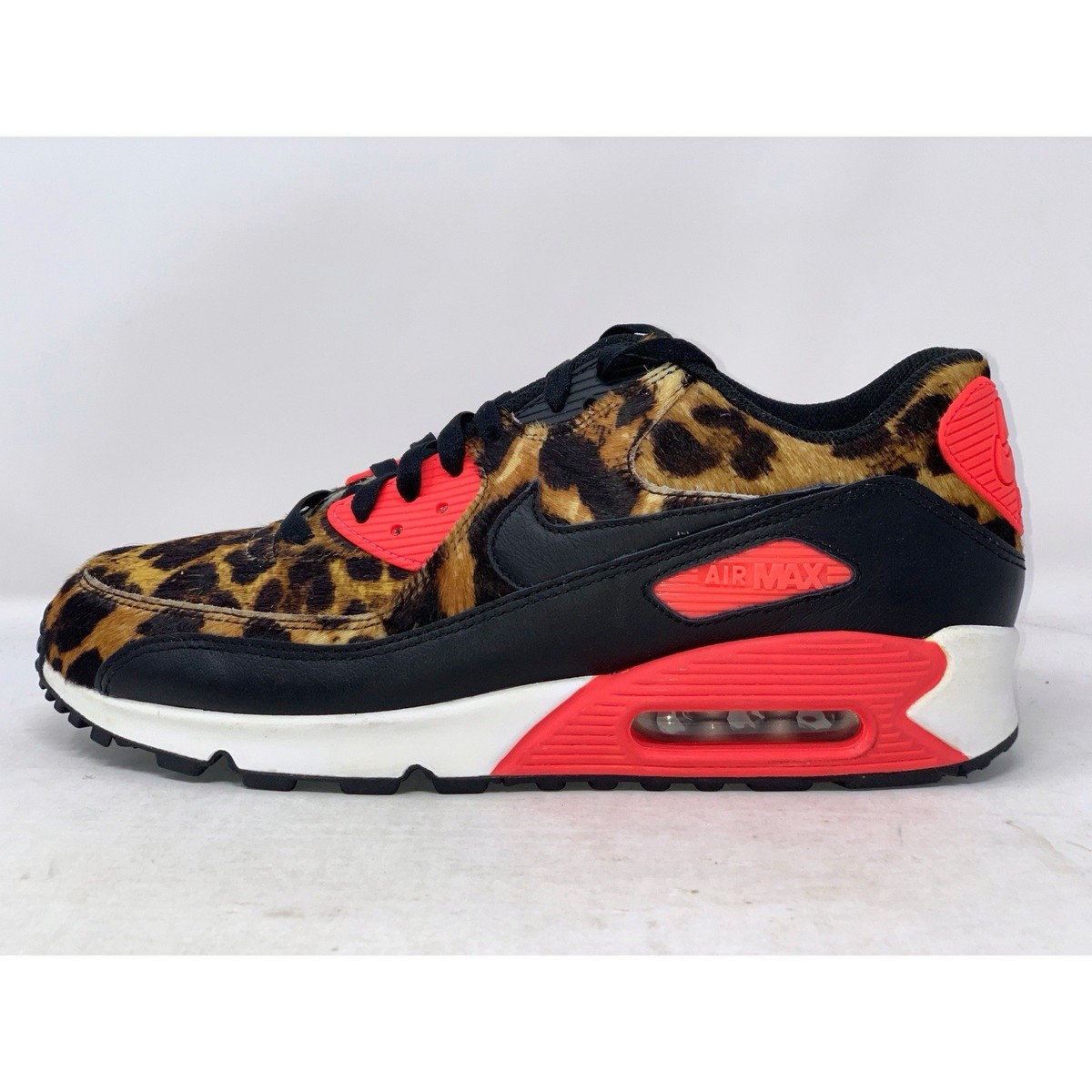 Nike Air Max 90 Cheetah Leopard Fur Infrared Sneakers, Size 807498-991