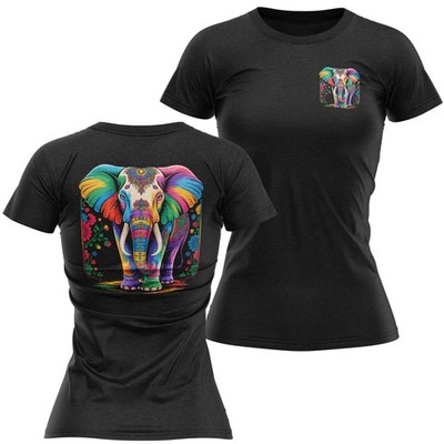 Abstract Ganesh T Shirt for Women Hindu Deity Front Back Print Ladies Diwali Tee