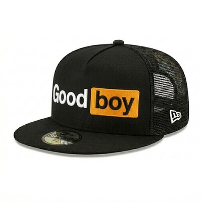 Good Boy Funny Embroidered Trucker Hat Black Mesh Back Snapback Cap