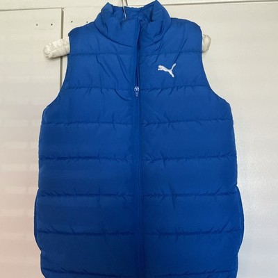 Puma Vest Jacket Boys 10/12 Blue Quilted Full Zip Puffer Youth Kids