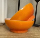 Vtg Fire-King Anchor Hocking Orange Peach Lustre Bowls 5” Ribbed Base Set of 2