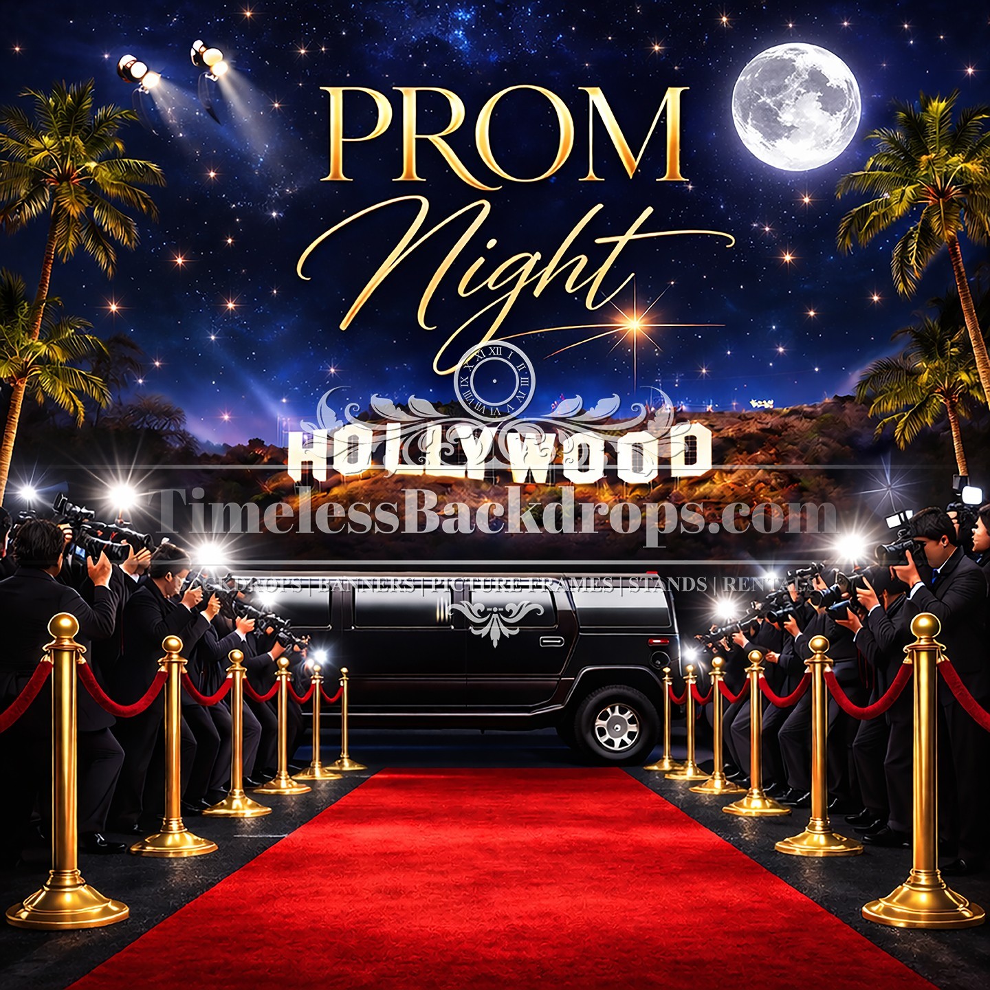 Prom Theme 10x10ft, 8x8ft Backdrop, Banner, Thin Premium Polyester Fabric (004)