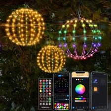 3 Pack 12  Outdoor/Indoor LED Christmas Light Balls, Smart Hanging Tree Decor...