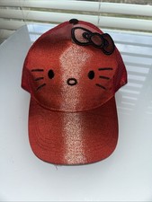 Hello Kitty Sanrio Red Glitter Baseball Cap Hat NWT Adjustable. 1T