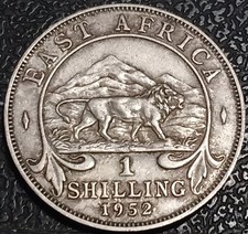 1952 East Africa 1 One Shilling km#31 COPPER-NICKEL Coin