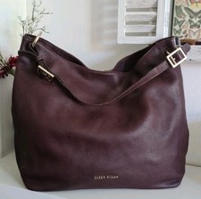 Karen Millen Leather Hobo Slouchy Tote Shoulder Bag Burgundy Large Handbag