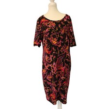 LuLaRoe T Shirt Sheath Dress Womens Size 2xl Black Floral Short Sleeve