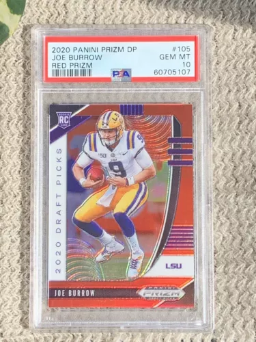 Joe Burrow 2020 Panini Prizm DP Red Prizm Graded PSA 10 Rookie Card PLEASE READ