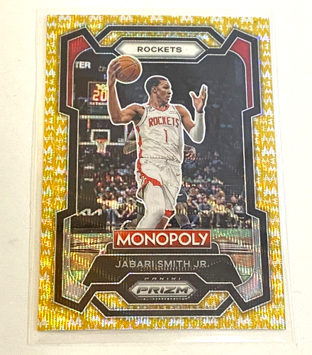 2023-24 Jabari Smith Jr Monopoly PRIZM Gold Wave Millionaire SSP Card # 06/10