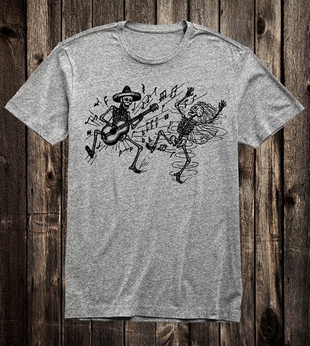 Unisex Cotton T Tee Shirt Russian Prison Tattoo Art Traditional Dancing Skeleton - Picture 3 of 15
